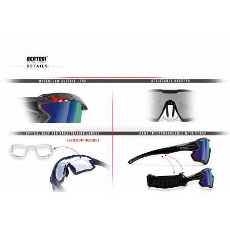 Photochromic Cycling Sunglasses for Prescription Bertoni QUASAR PFT02