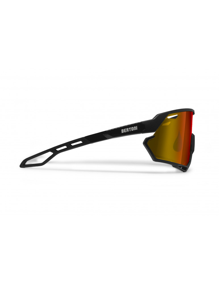 Gafas MTB Running Ciclismo con Lente Ancha Espejada Antivaho - Montura TR90 fabricada en Suiza Ligera - Bertoni Italy