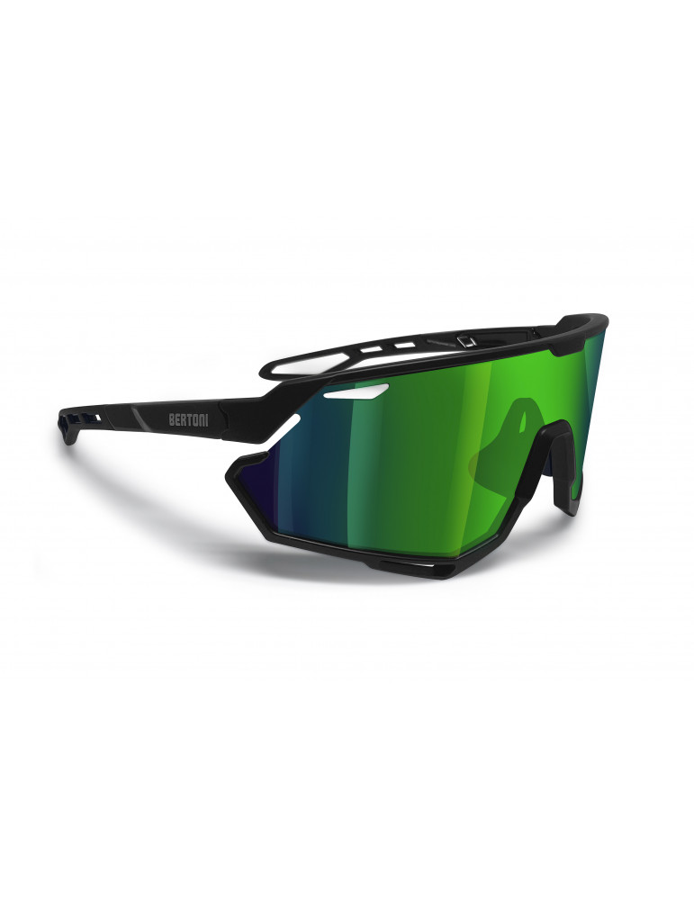 Lunettes de soleil de cyclisme VTT avec Verres Larges Antibuée Miroir - Cadre TR90 fabriqué en Suisse - Bertoni Italy