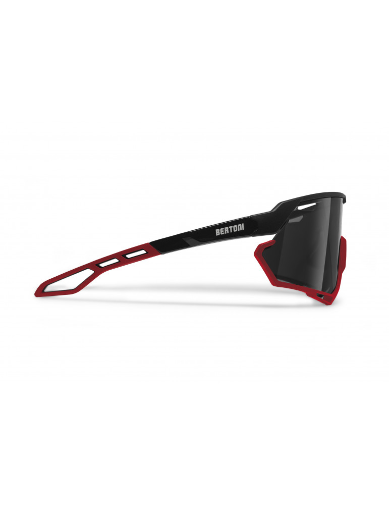 Gafas MTB Running Ciclismo con Lente Ancha Espejada Plateada Antivaho - Montura TR90 fabricada en Suiza Ligera - Bertoni Italy