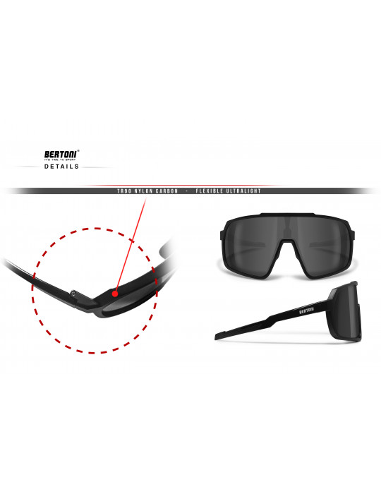 Sport MTB Running Cycling Sunglasses with Wide Antifog Mirrored Lens for Women and Men GEMINI Bertoni Italy