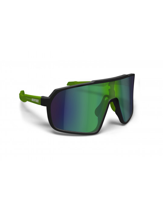 Sport MTB Running Cycling Sunglasses with Wide Antifog Green Mirrored Lens for Women and Men GEMINI 02M Bertoni Italy