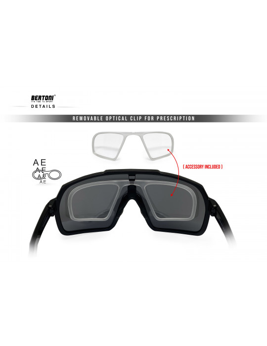 Sport MTB Running Cycling Sunglasses with Wide Antifog Mirrored Lens for Women and Men GEMINI Bertoni Italy