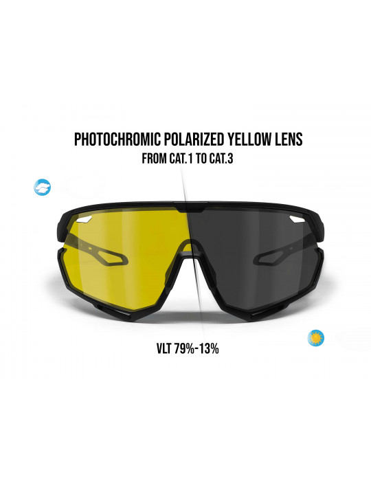Gafas MTB Running Ciclismo con Lente Ancha Fotocromáticas Polarizada Amarillas ALPHA 01Y