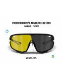 Sport MTB Running Cycling Sunglasses with Wide Photochromic Polarized Yellow Lens ALPHA 01Y