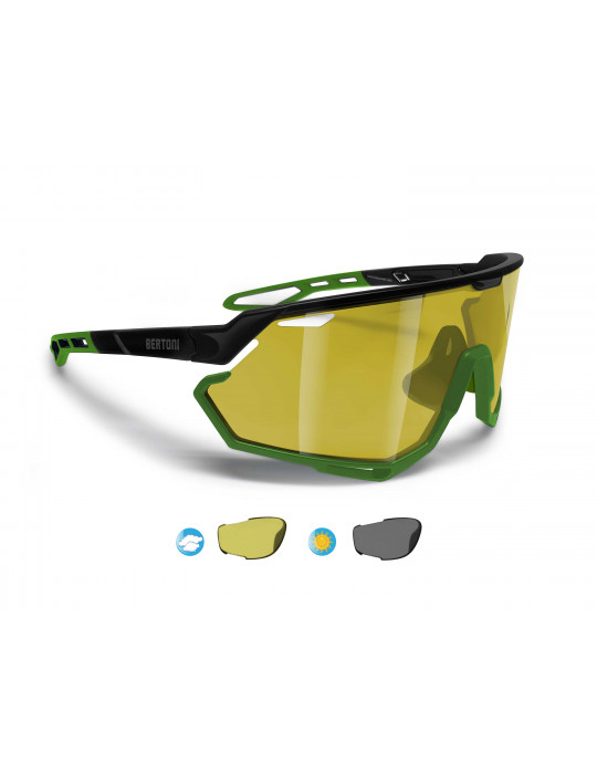 Sport MTB Running Cycling Sunglasses with Wide Photochromic Polarized Yellow Lens ALPHA 02Y