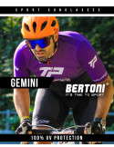 Fahrradbrille Rennbrille Laufen MTB mit Breiten Antibeschlag Verspiegelten Gläsern GEMINI Bertoni Italy