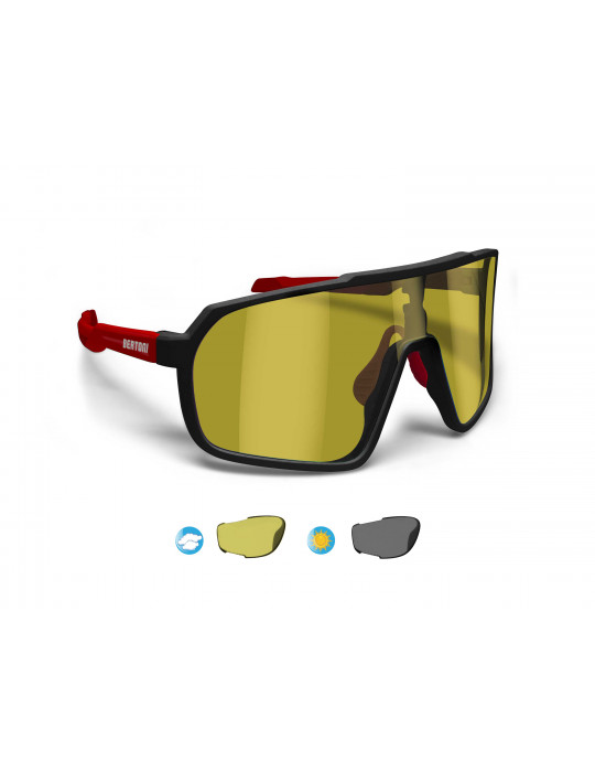 Sport MTB Running Cycling Sunglasses with Wide Photochromic Polarized Yellow Lens for Women and Men GEMINI 03Y