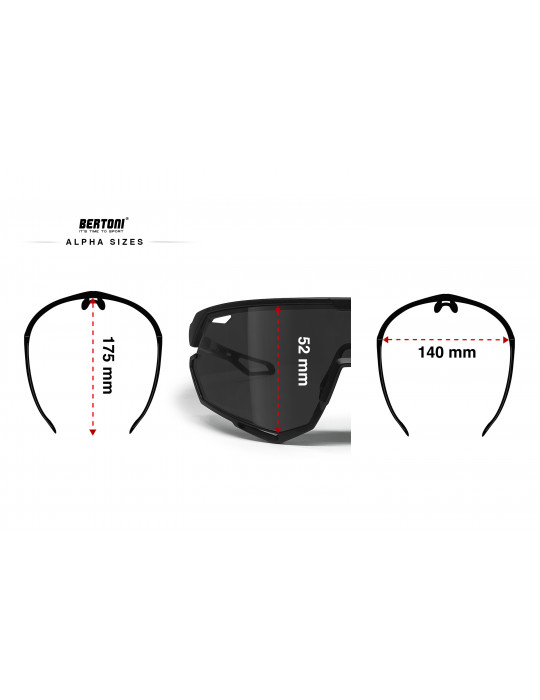 Sport MTB Running Cycling Sunglasses with Wide Antifog Mirrored Lens - TR90 frame made in Swiss ALPHA - Bertoni Italy