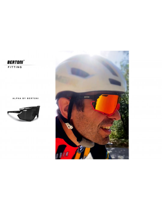 Sport MTB Running Cycling Sunglasses with Wide Antifog Mirrored Lens - TR90 frame made in Swiss ALPHA - Bertoni Italy