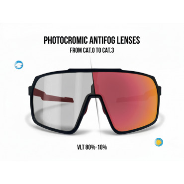 Lunettes de soleil de cyclisme VTT avec Verres Larges Antibuée pour Hommes et Femmes GEMINI Bertoni Italy