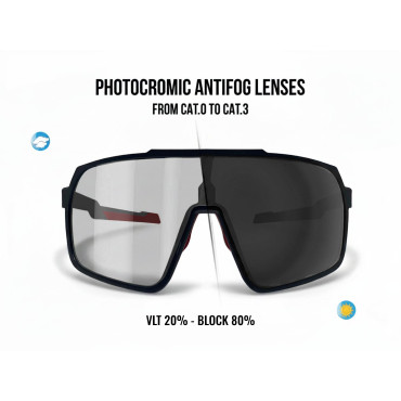 Occhiali Ciclismo Running MTB da Vista Fotocromatici Lente Trasparente GEMINI 03PH