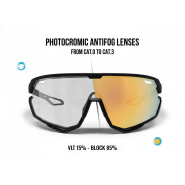 Occhiali da Ciclismo MTB Running con Lente Ampia Fotocromatica Specchiata Oro ALPHA 01PHG
