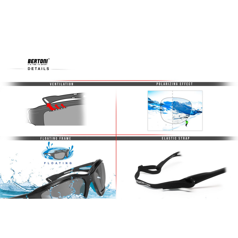 P1000FTE photochromic polarized hydrophobic cycling sunglasses Bertoni